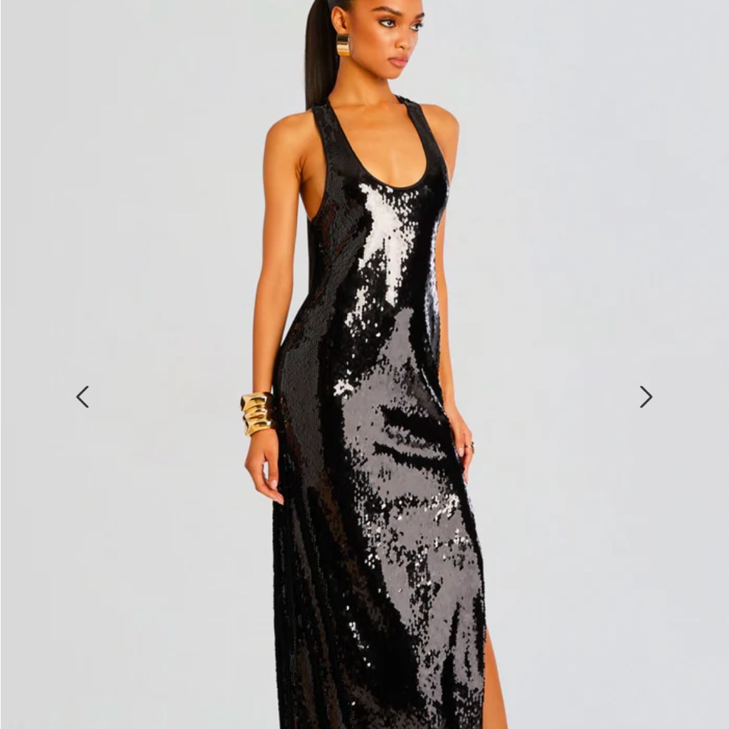 Retrofete Bella Black Sequin Evening Gown